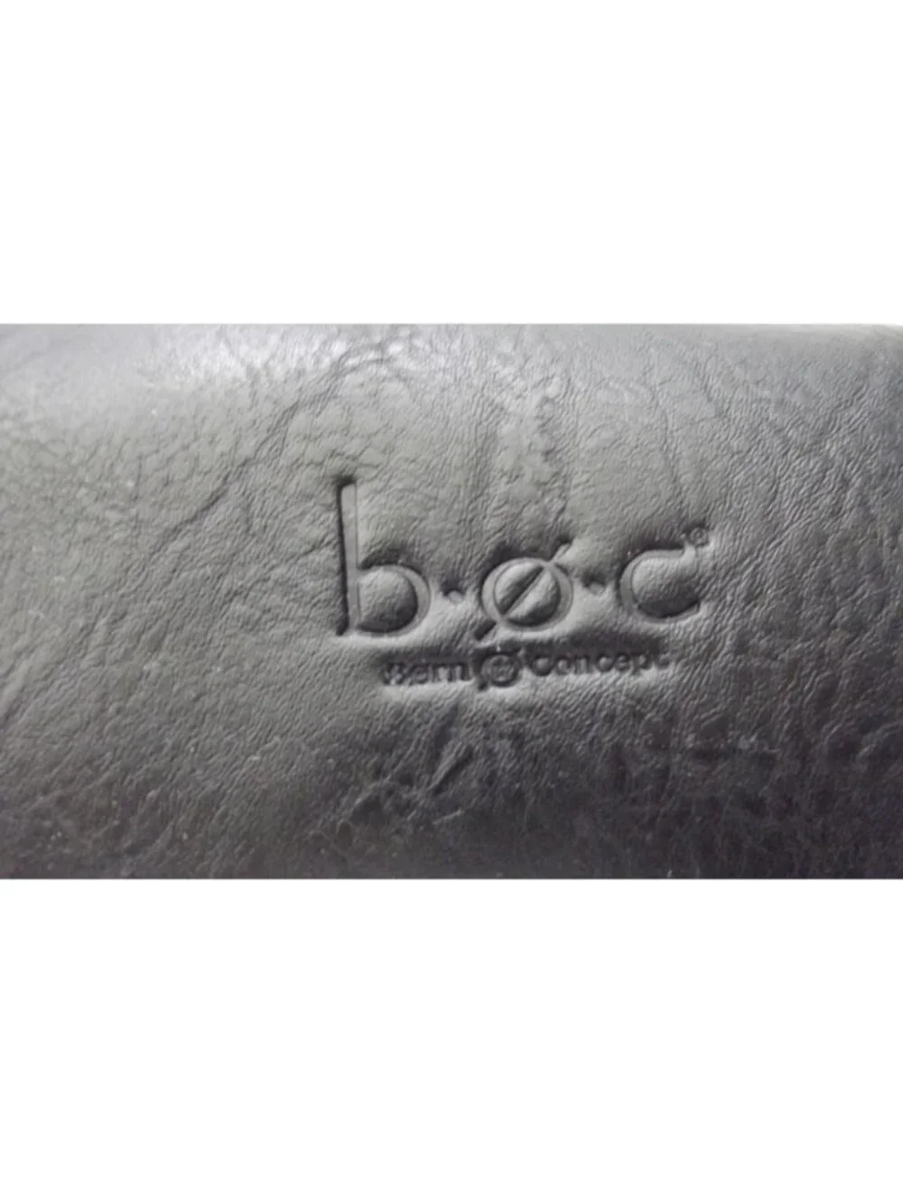 b.o.c. Backpack black faux leather white accent stitching wooden ring BORN